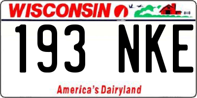 WI license plate 193NKE