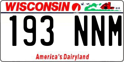 WI license plate 193NNM