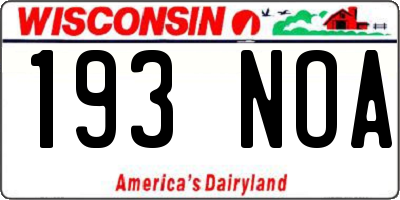 WI license plate 193NOA