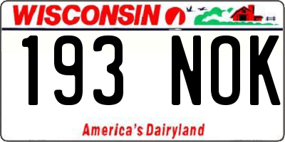 WI license plate 193NOK