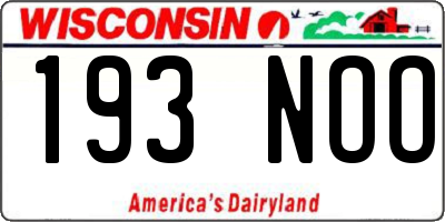 WI license plate 193NOO