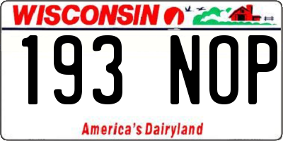 WI license plate 193NOP