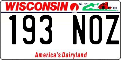 WI license plate 193NOZ