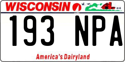 WI license plate 193NPA