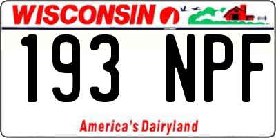 WI license plate 193NPF