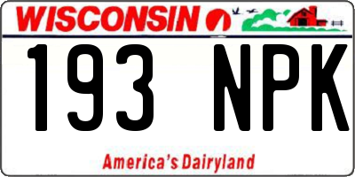 WI license plate 193NPK