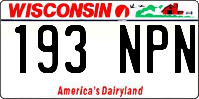 WI license plate 193NPN
