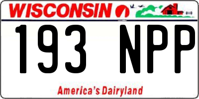WI license plate 193NPP