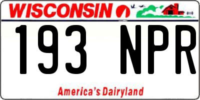 WI license plate 193NPR