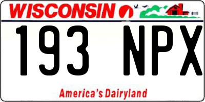 WI license plate 193NPX