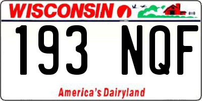 WI license plate 193NQF