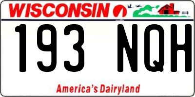 WI license plate 193NQH