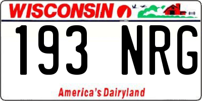WI license plate 193NRG