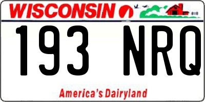 WI license plate 193NRQ