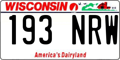 WI license plate 193NRW