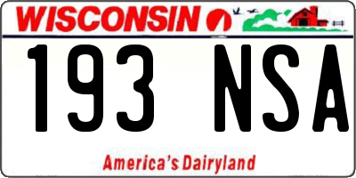 WI license plate 193NSA