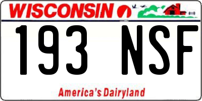 WI license plate 193NSF