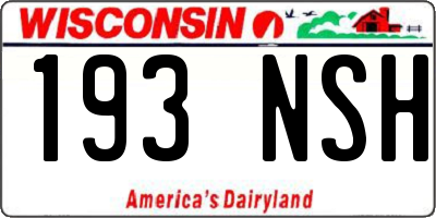 WI license plate 193NSH
