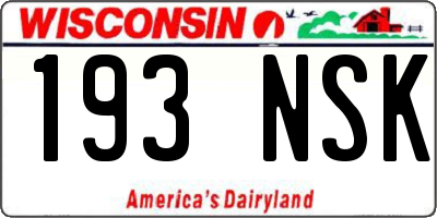 WI license plate 193NSK