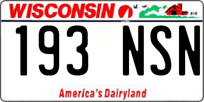 WI license plate 193NSN