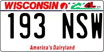 WI license plate 193NSW