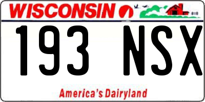 WI license plate 193NSX