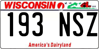 WI license plate 193NSZ