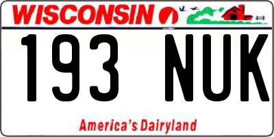 WI license plate 193NUK