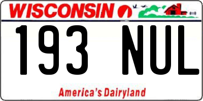 WI license plate 193NUL