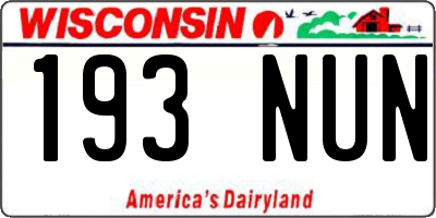 WI license plate 193NUN