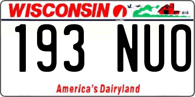 WI license plate 193NUO