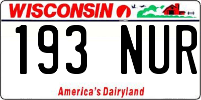 WI license plate 193NUR