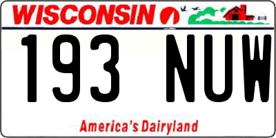 WI license plate 193NUW