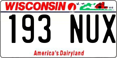 WI license plate 193NUX