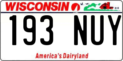 WI license plate 193NUY