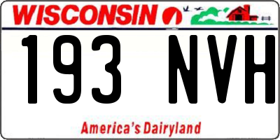 WI license plate 193NVH