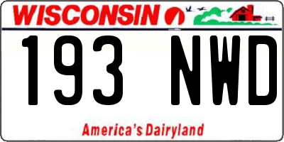 WI license plate 193NWD