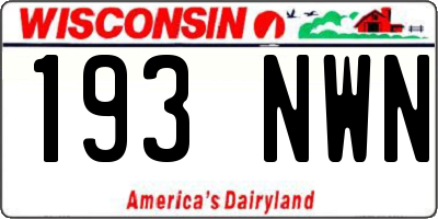 WI license plate 193NWN
