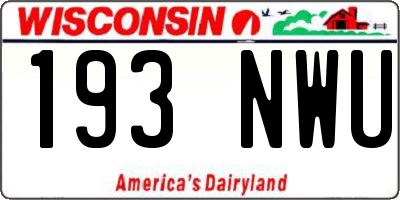 WI license plate 193NWU