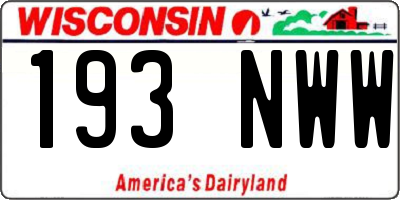 WI license plate 193NWW