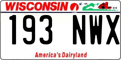 WI license plate 193NWX