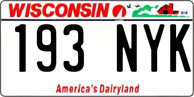 WI license plate 193NYK