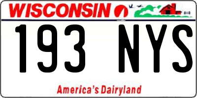 WI license plate 193NYS
