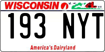 WI license plate 193NYT