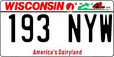 WI license plate 193NYW