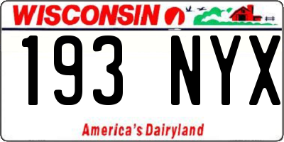 WI license plate 193NYX