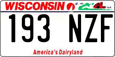 WI license plate 193NZF