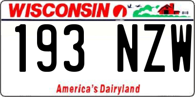 WI license plate 193NZW