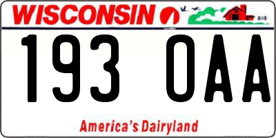 WI license plate 193OAA