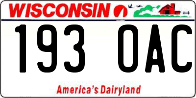 WI license plate 193OAC